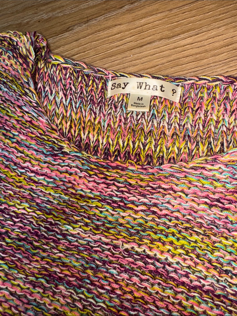 OFFER OPEN! Medium rainbow sweater Say What Multicolor colorful Crewneck Sweater